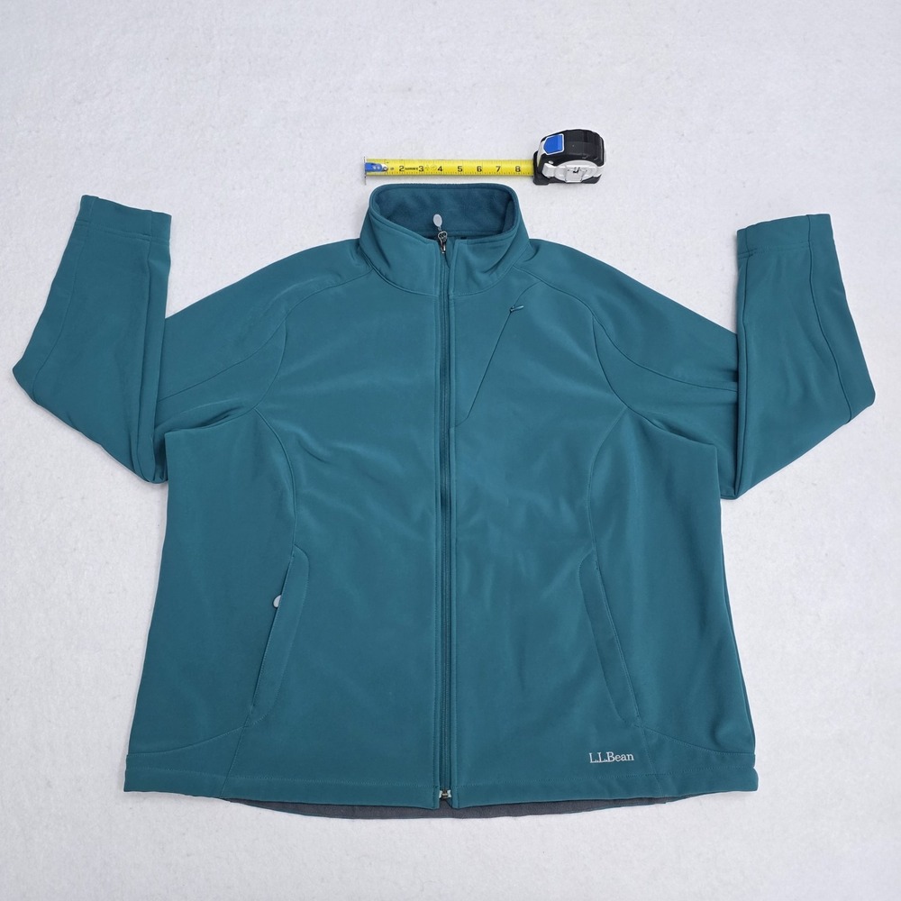 LL Bean Womens 2X Softshell Jacket Teal Blue Fleece Lined Full Zip 258215 - Picture 15 of 16